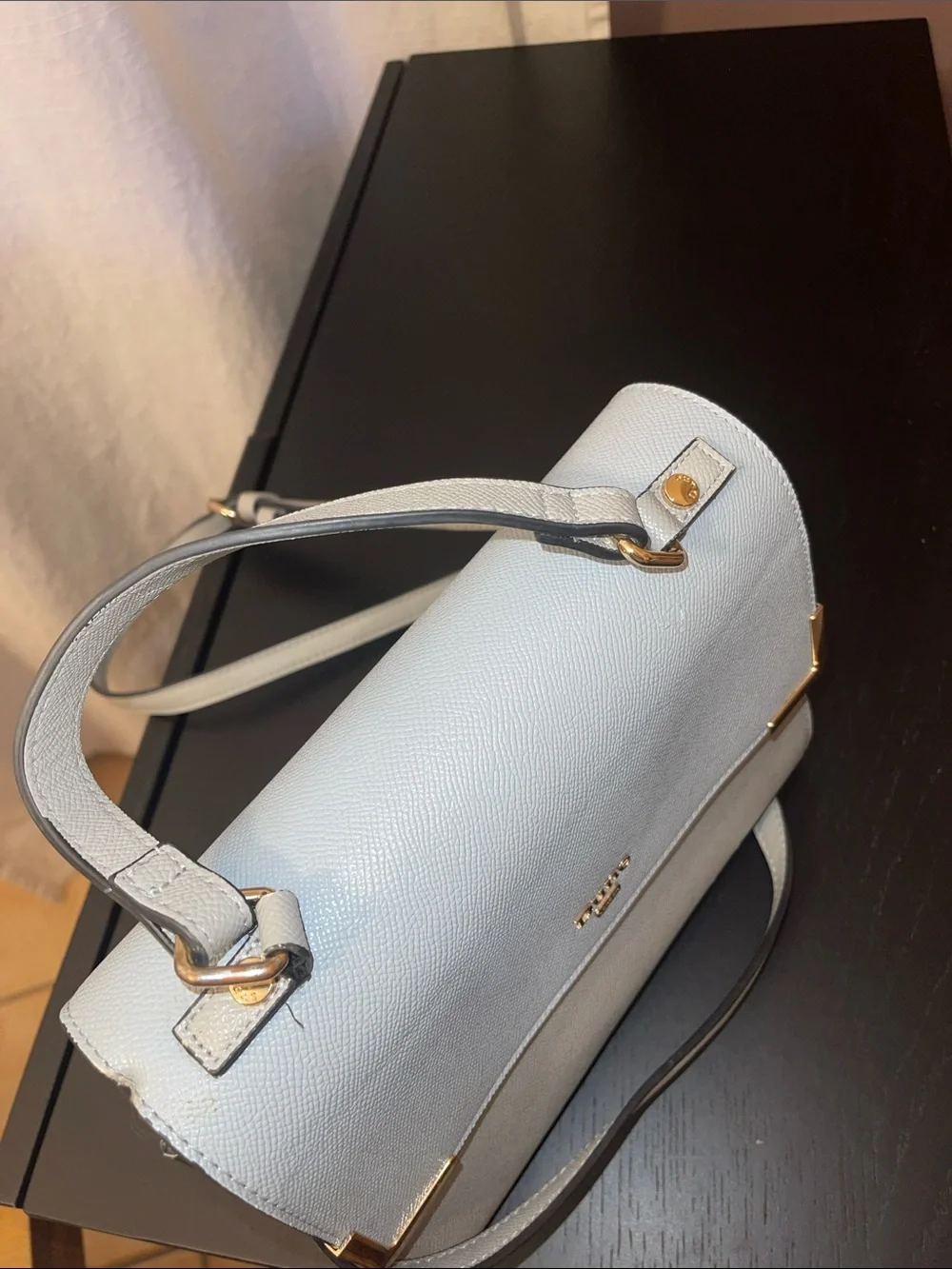 Dune London Pale Blue Structured Top-Handle Satchel